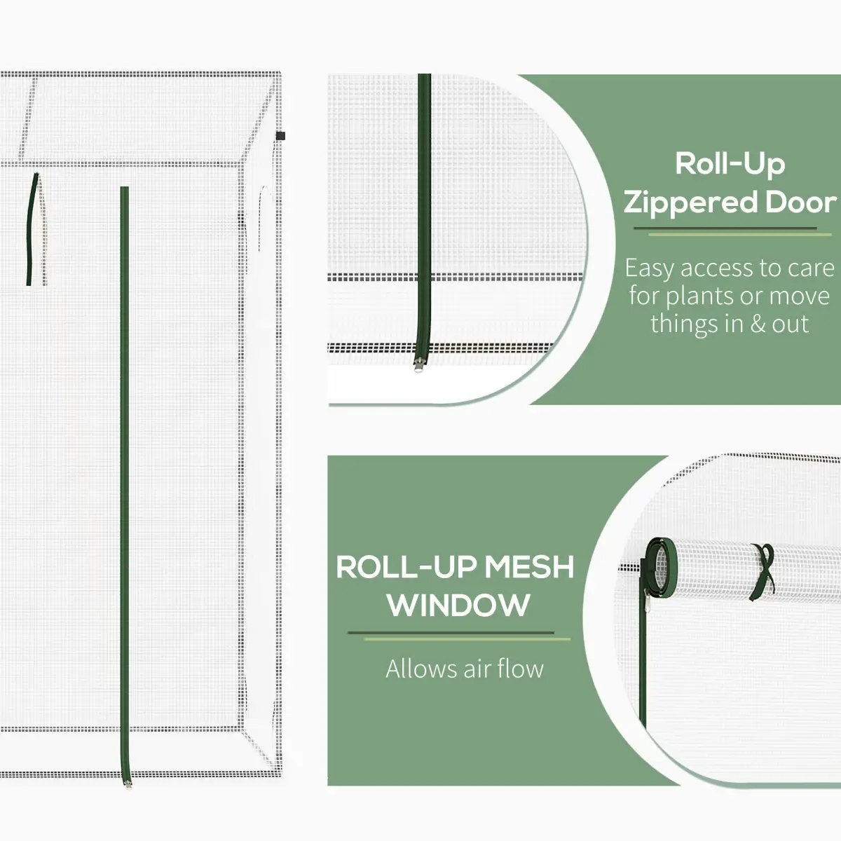 Outsunny 200x76x168cm Walk-in Garden Greenhouse Plant Warm House w/ Roll Up Door by Outsunny