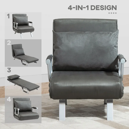Sofa Bed Foldable Portable Armchair Sleeper Lounge Pillow Dark Grey by Unbranded