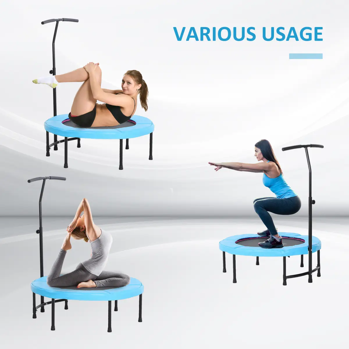 40'' Kids Mini Trampoline, Adult Rebounder Jumper w/ Handle Fitness HOMCOM by Unbranded