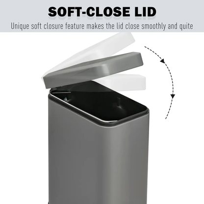 5L Steel Step Trash Can with Quiet-Closed Lid, Silent and Gentle Open, by HOMCOM