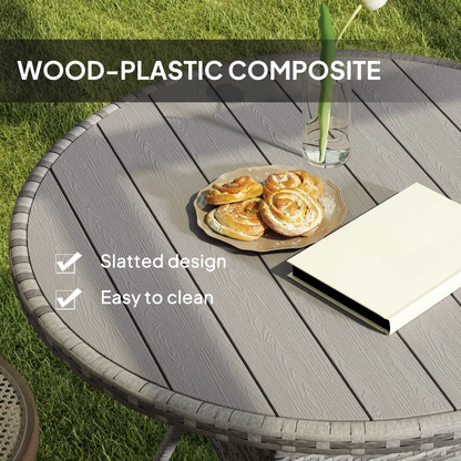 Outsunny Outdoor PE Rattan Dining Table w/ Wood-plastic Composite Top, Grey by Outsunny