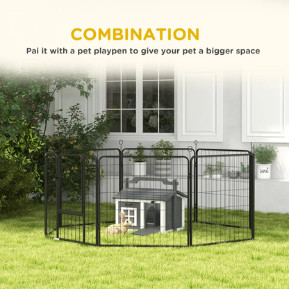 PawHut Rabbit Hutch Indoor Outdoor w/ Top Handle, Openable Roof - Grey by PawHut