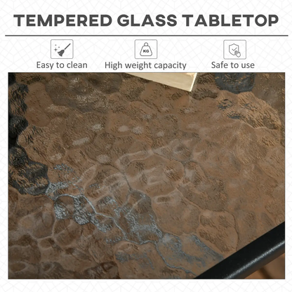 Square Patio Table, Tempered Glass Top Garden Dining Table 76 x 76cm Outsunny by Unbranded