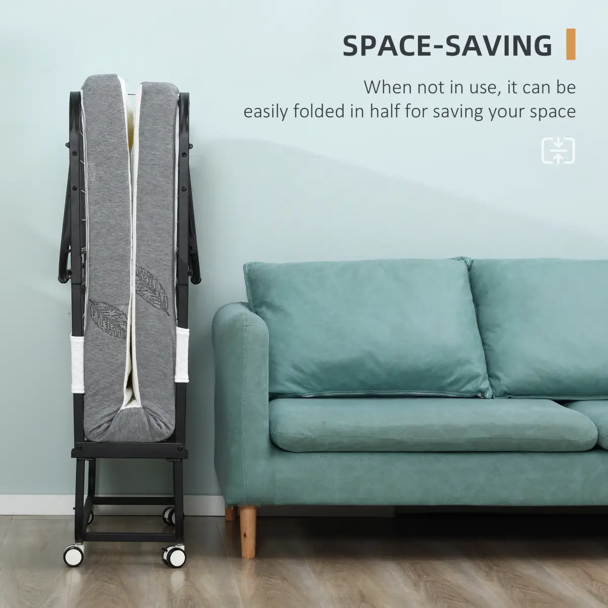 Folding Bed with 10cm Mattress, Portable Foldable Guest Bed Metal Frame by HOMCOM