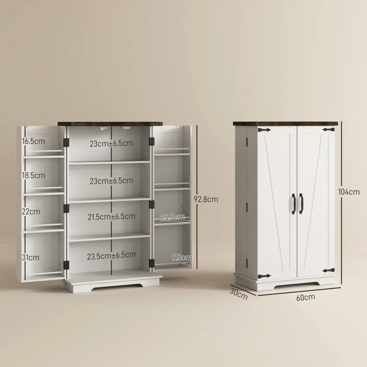Stylish Farmhouse Cabinet with Adjustable Shelves - Sturdy Storage Solution by HOMCOM