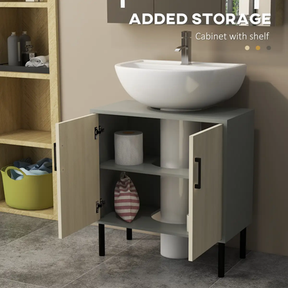 kleankin Bathroom Sink Cabinet, Under Sink Basin Storage Cupboard with Shelf by kleankin