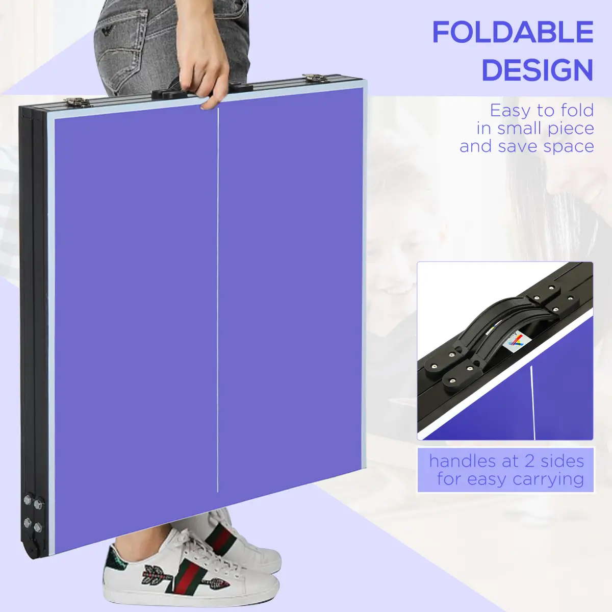 Folding Mini Table Tennis Portable Ping Pong Set Games Play Sport Net HOMCOM by Unbranded