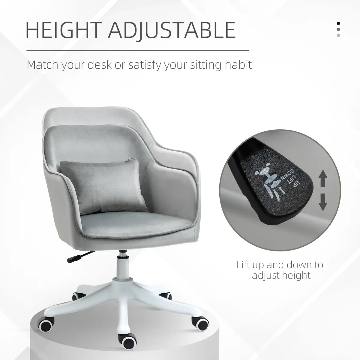 Office Chair with Rechargeable Electric Vibration Massage Lumbar Pillow, Wheels by Vinsetto