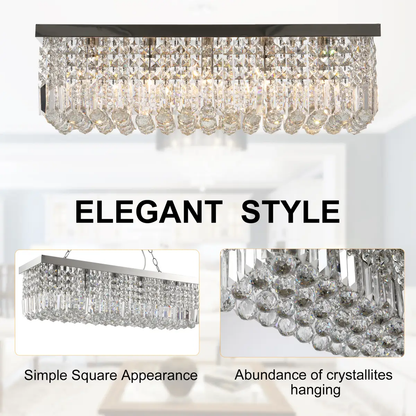 Modern Crystal Ceiling Light Square Crystal Chandelier E14 Base, Silver by HOMCOM