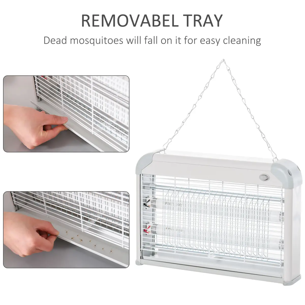 LED Wall-mounted Portable Mosquito Killer Lamp, Steel-Grey by Outsunny