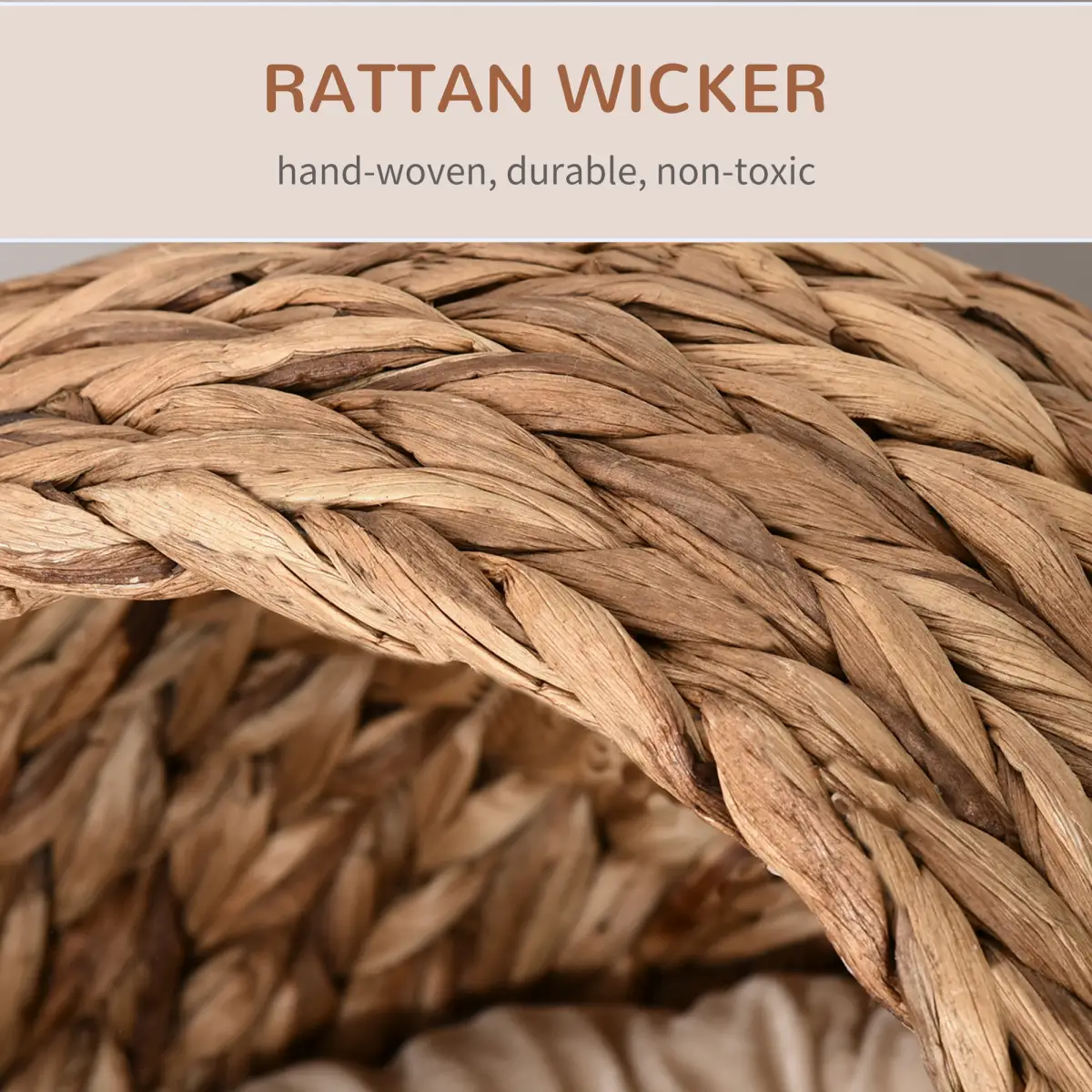 Wicker Cat House, Raised Cat Bed with Cylindrical Base, 42 x 33 x 52cm by PawHut