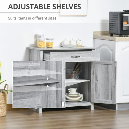 Farmhouse Barn Door Sideboard Buffet Storage Cabinet Coffee Bar Grey Grain by Unbranded