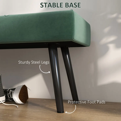 HOMCOM End of Bed Bench, Upholstered Hallway Bedroom with Steel Legs, Green by HOMCOM