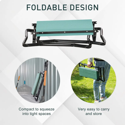 Garden 2 in 1 Kneeler Bench-Green/Black by Outsunny