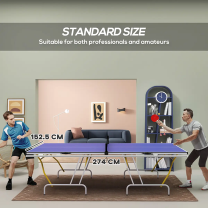 SPORTNOW 9FT Foldable Table Tennis Table with Cover, Net, Paddles, Balls - Blue by SPORTNOW