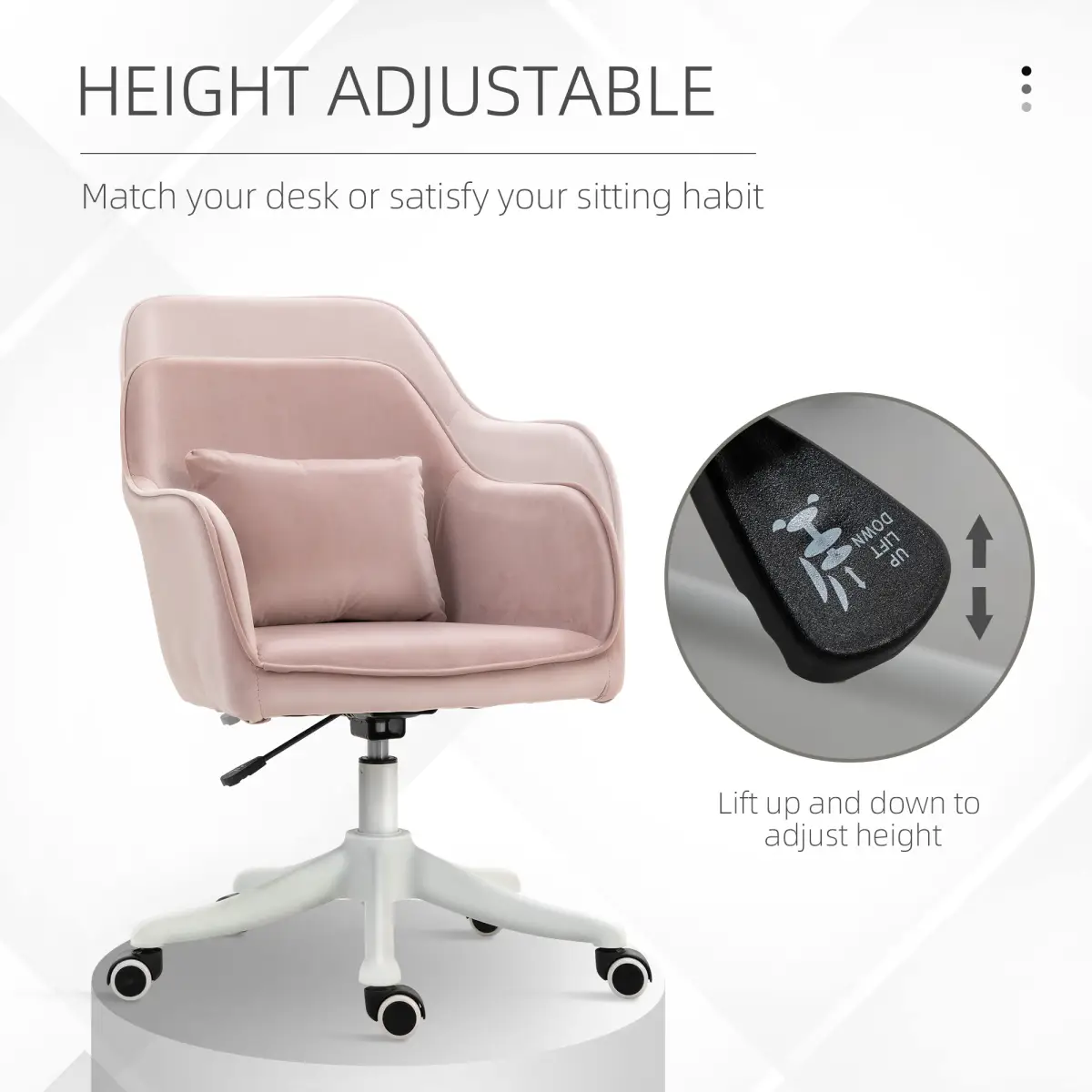 Office Chair with Rechargeable Electric Vibration Massage Lumbar Pillow, Wheels by Vinsetto