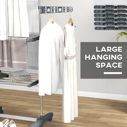 HOMCOM 3-Tier Large Clothes Airer Stainless Steel Clothes Drying Rack Grey by HOMCOM