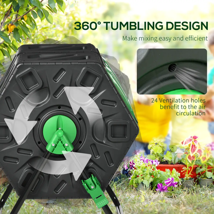Outsunny 130L Compost Bin Dual Chamber Rotating Composter w/ Ventilation Holes by Outsunny