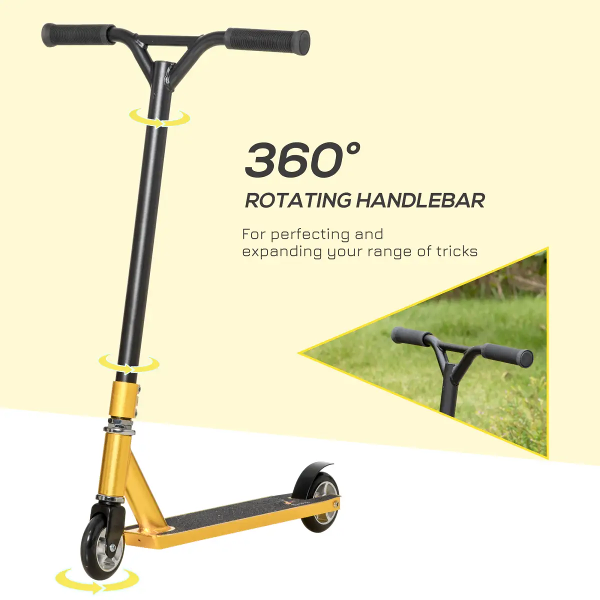 Stunt Scooter Entry Level Tricks Scooter for 14 Beginners, Gold HOMCOM by Unbranded