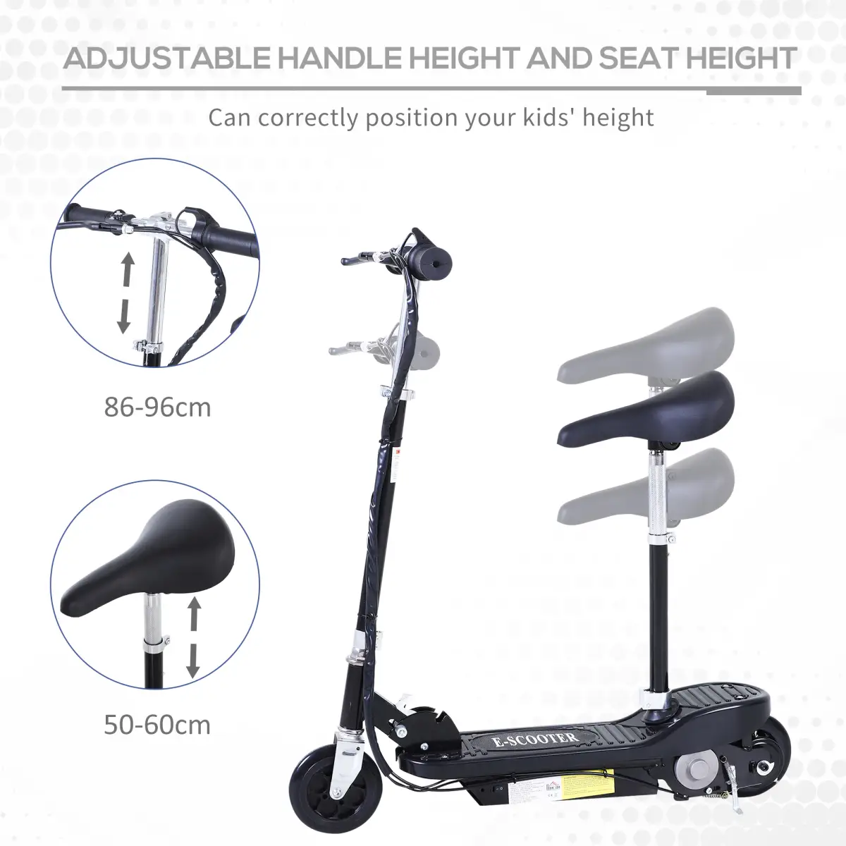 Kids Foldable Electric Powered Scooter 120W Toy Brake Kickstand Black HOMCOM by Unbranded