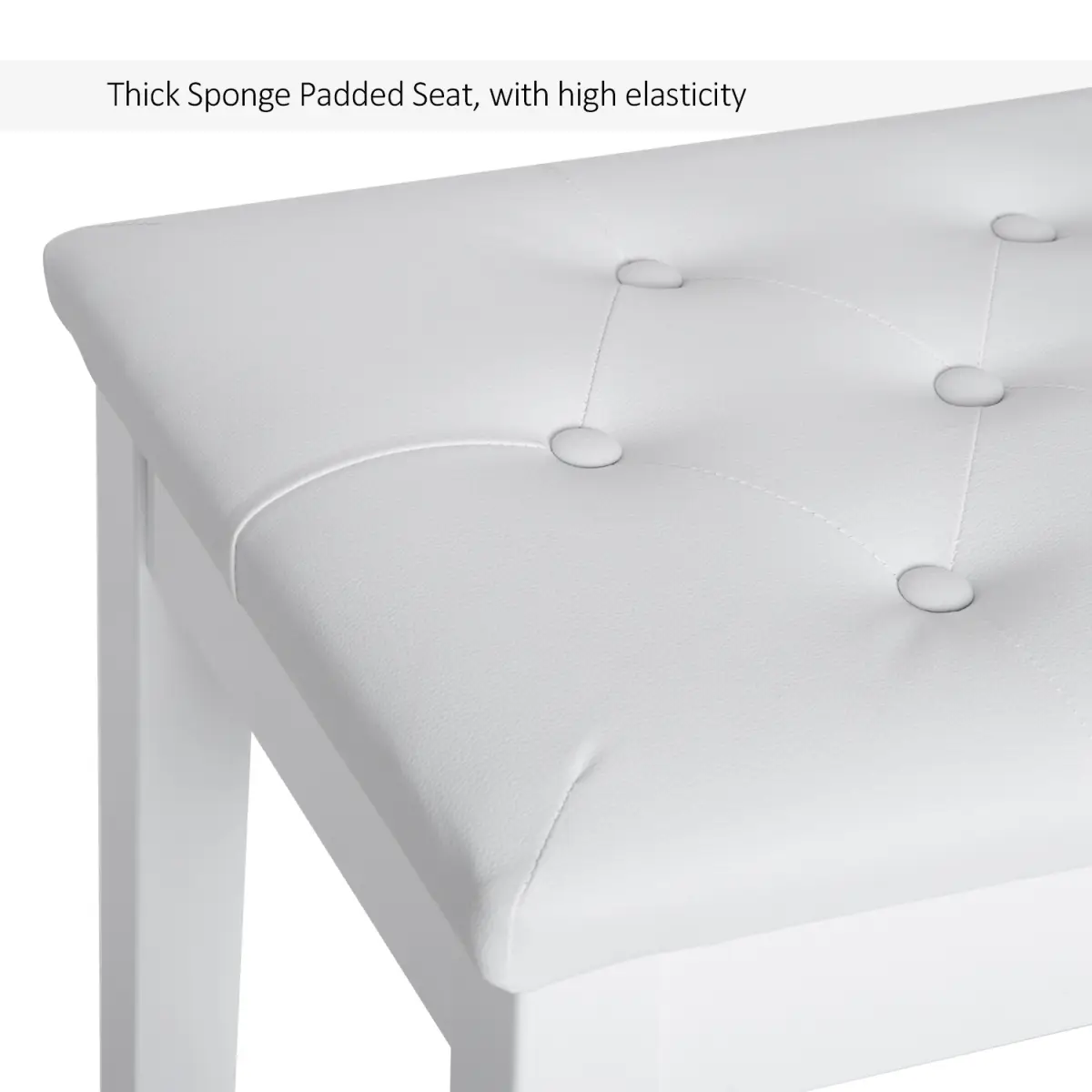 Classic Digital Keyboard Piano Bench Makeup Padded Seat Stool Solid Wood White by HOMCOM