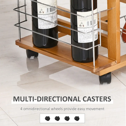MDF Multifunction Kitchen Island Trolley-Brown by HOMCOM