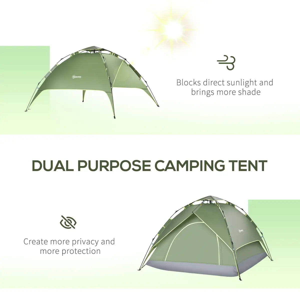 2 Man Pop Up Tent Camping Festival Hiking Family Travel Shelter Outsunny by Unbranded
