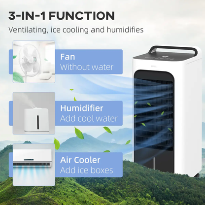 HOMCOM Mobile Air Cooler for Home Office, with Oscillation, Ice Packs by HOMCOM