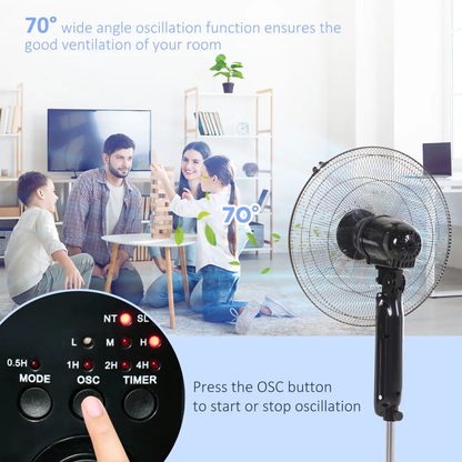Oscillating Floor Fan Indoor Air Tower Standing RC, 3 Speed & 7.5-Hour HOMCOM by Unbranded