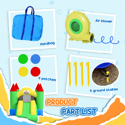 Bouncy Castle with Slide Inflatable Bouncer Kids Jumper Bounce Castle HOMCOM by Unbranded