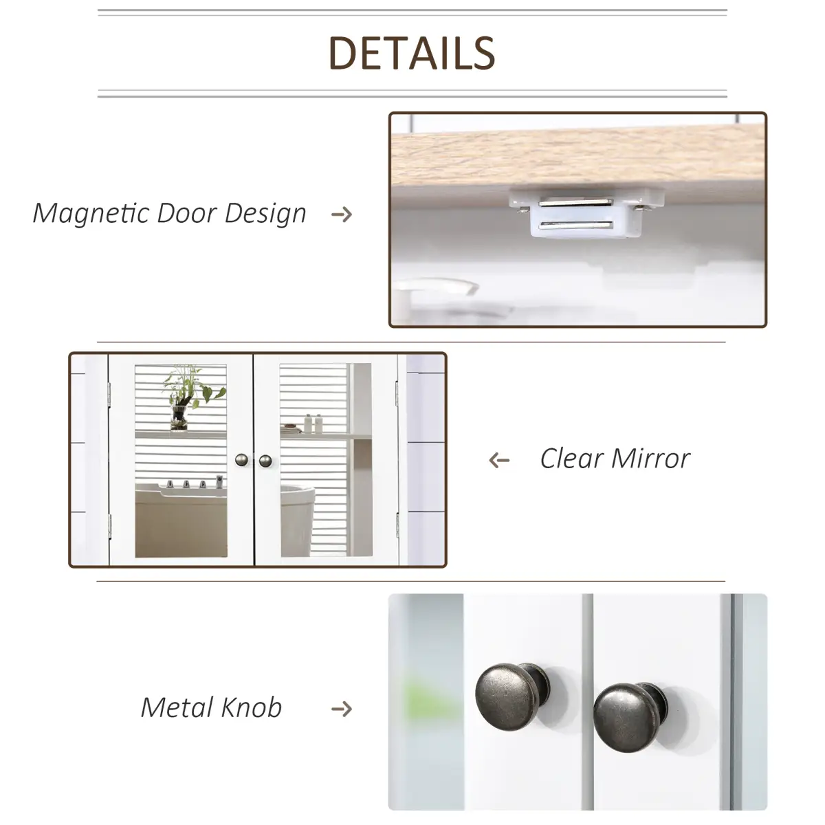 kleankin Bathroom Mirror Cabinet Wall Mounted Storage Cupboard W/ Double Door by Unbranded