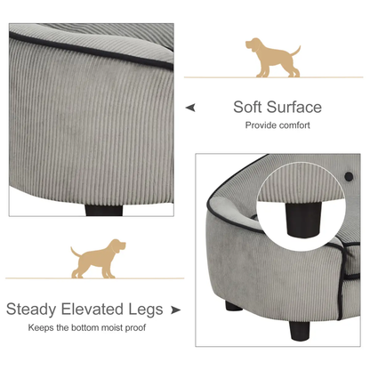 Dog Sofa Bed Pet Chair w/ Sponge Padded Cushion for XS and S Size Dogs - Grey by PawHut