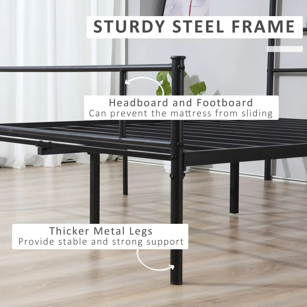 HOMCOM King Metal Bed Frame w/ Headboard and Footboard by Homcom