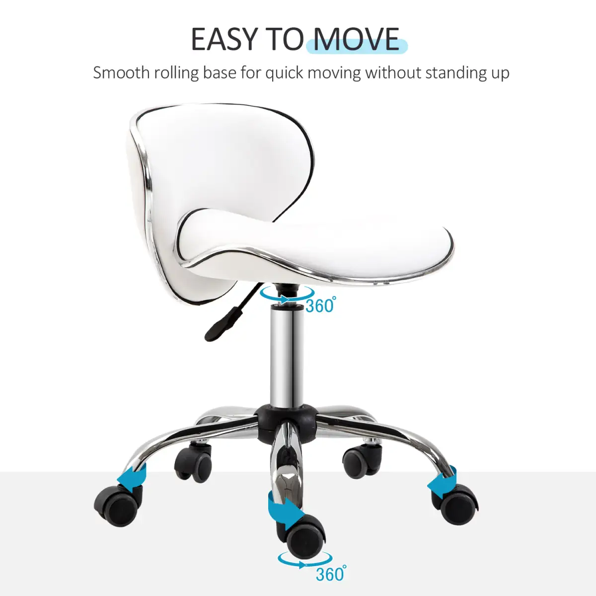 Office Chair Beauty Salon Rolling Technician Stool Chair Low Back White HOMCOM by Unbranded