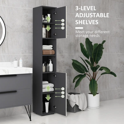 kleankin Tall Bathroom Storage Cabinet, Slim Bathroom Cabinet with Soft Close by kleankin