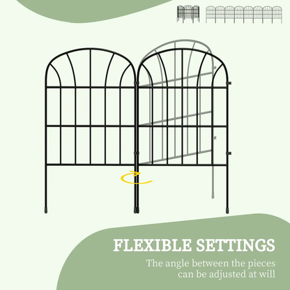 Outsunny 8PCs Decorative Garden Fencing 24in x 8.7ft Metal Border Edging by Outsunny