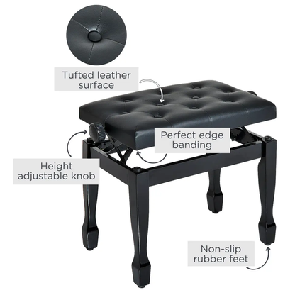 Classic Digital Keyboard Piano Bench Padded Seat Stool Solid Wooden by HOMCOM