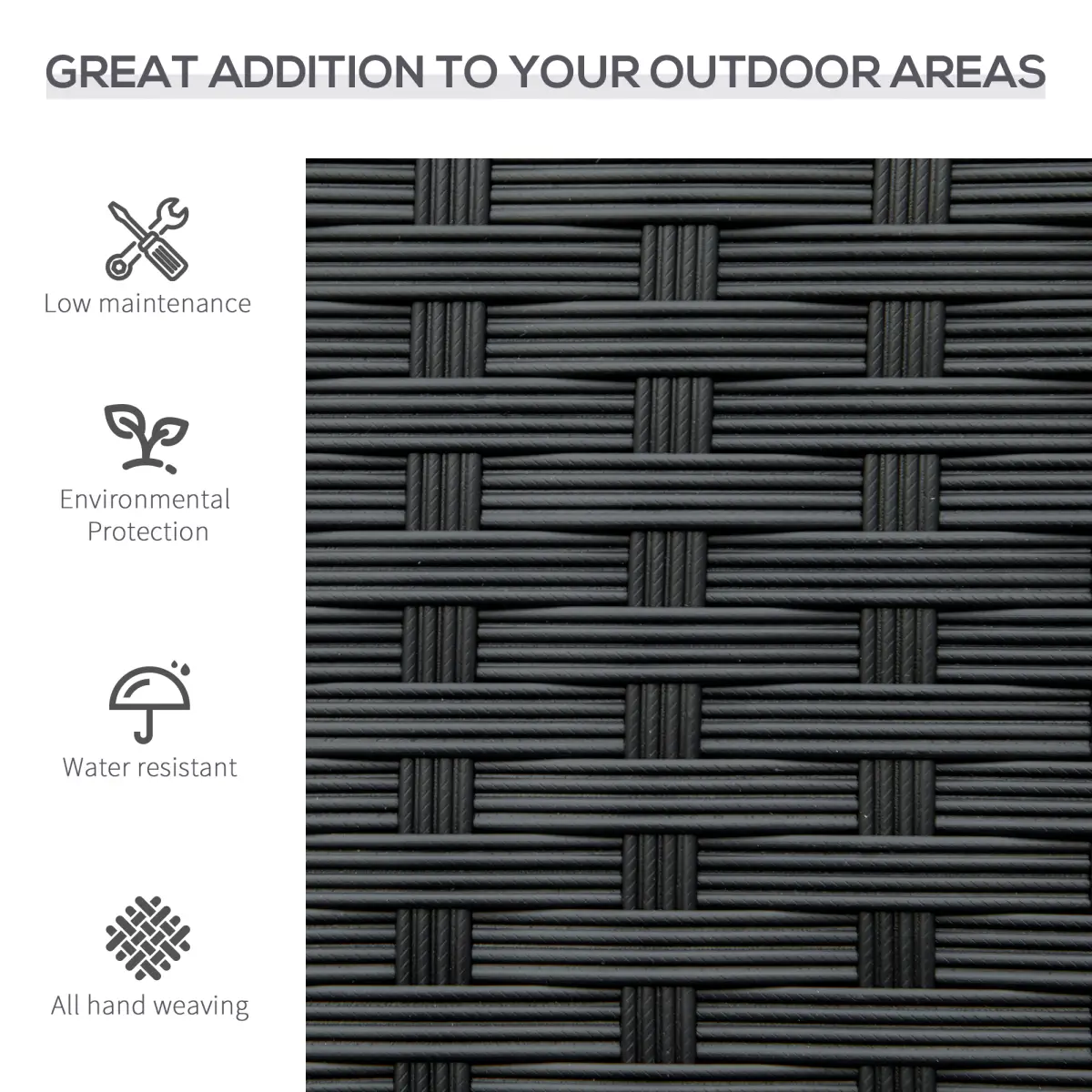 Outsunny Patio Rattan 2 Seater Garden Bench Love Seater Garden Armchair Black by Outsunny