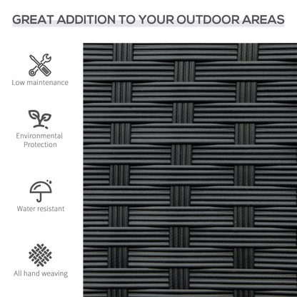 Outsunny Patio Rattan 2 Seater Garden Bench Love Seater Garden Armchair Black by Outsunny