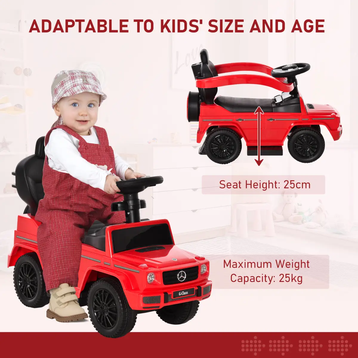 Benz G350 Ride-on Sliding Car Floor Slider Stroller Kids Vehicle, Red HOMCOM by Unbranded