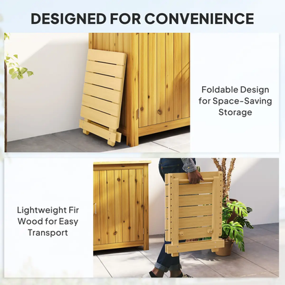 Outsunny Wooden Folding Garden Table, Folding Side Table, Nature Wood Finish by Outsunny
