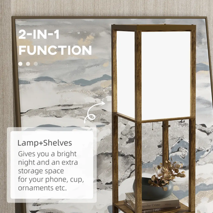 HOMCOM Shelf Floor Lamp with Dual Light, for Living Room, Bedroom, Brown by HOMCOM