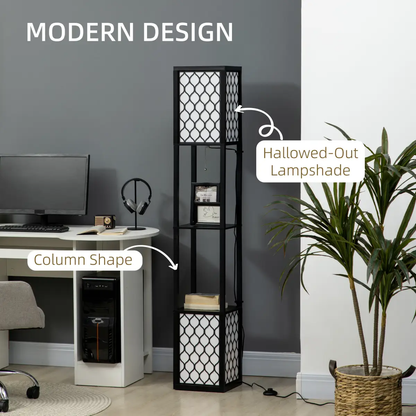 Floor Lamp with Shelves, 2 Light, Modern Standing Lamps for Living Room Bedroom by Unbranded
