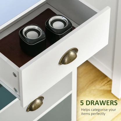 Chest of Drawers, 5-Drawer Dresser with Metal Handle by HOMCOM