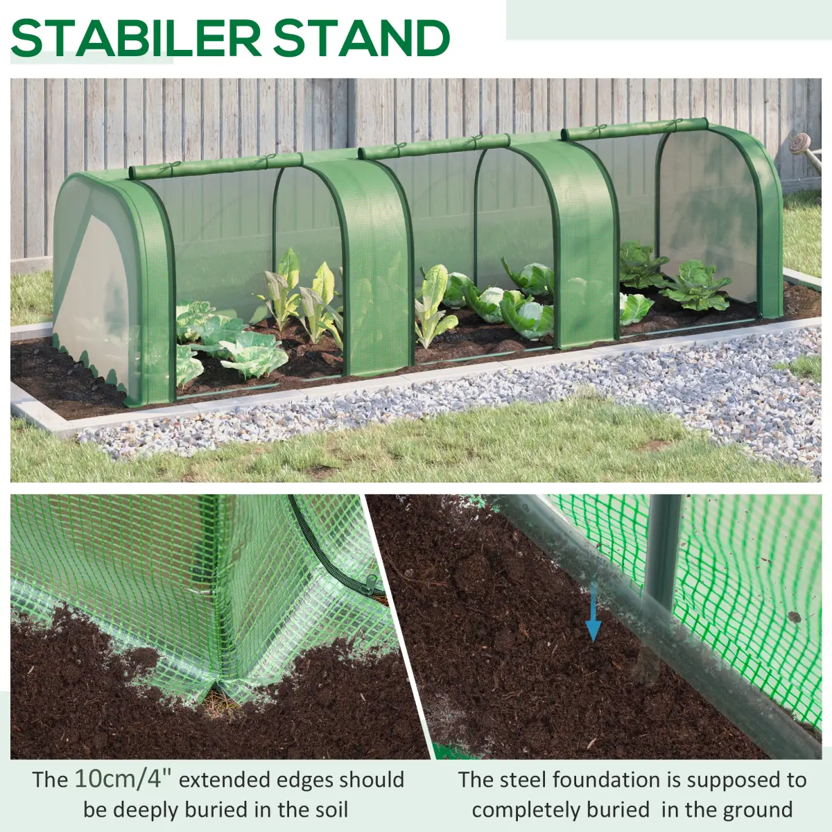 Tunnel Greenhouse Green Grow House Steel Frame Garden Backyard w/ Zipped Doors by Outsunny