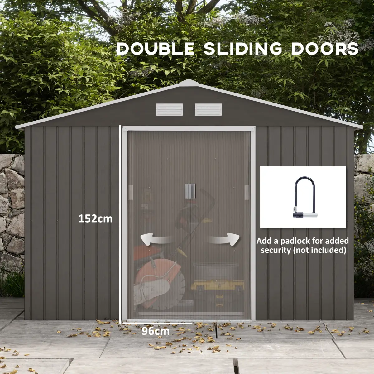 9 x 6FT Foundation Ventilation Steel Outdoor Garden Shed Grey by Outsunny