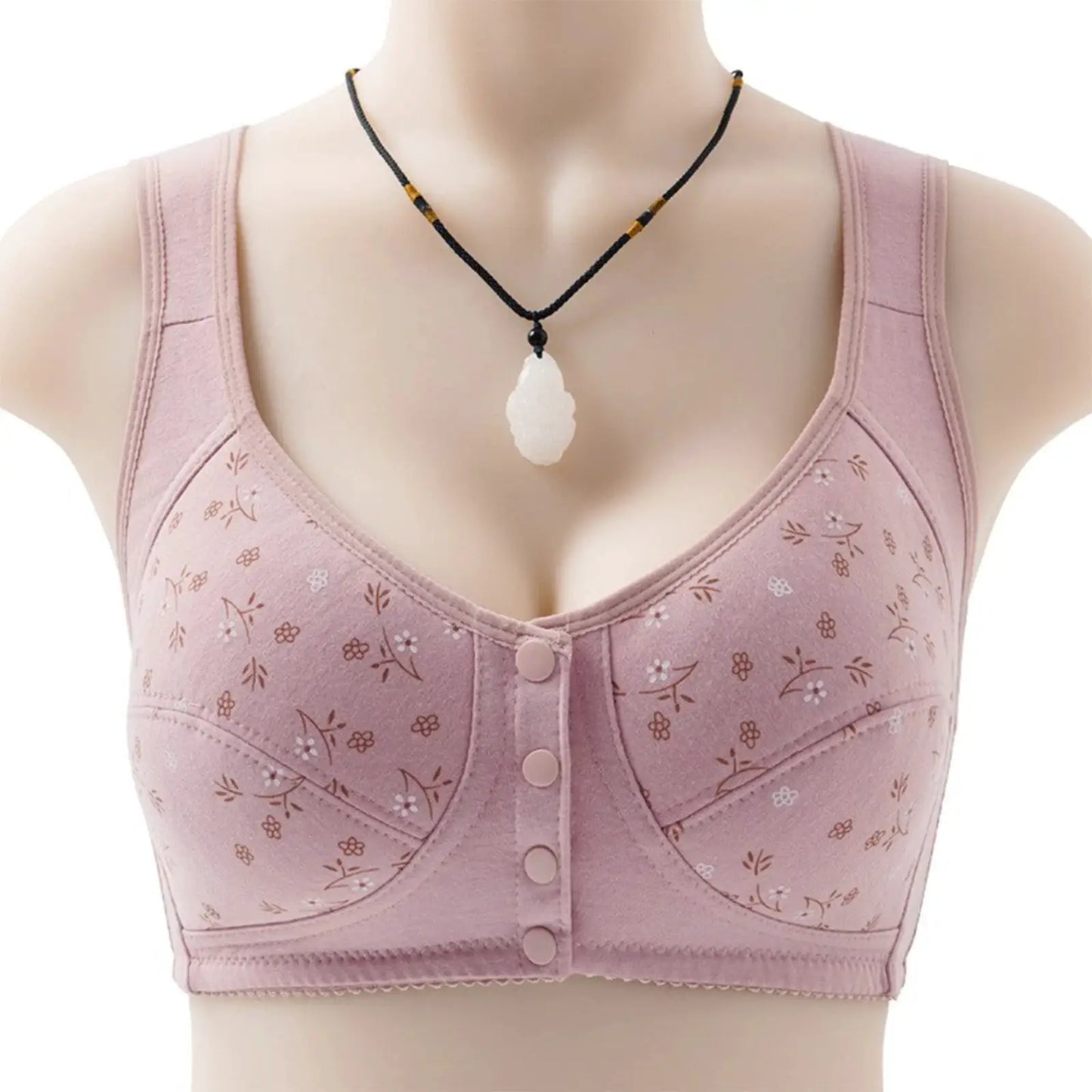 Women's Front Closure Bra Summer Printed Floral Underwear Comfortable Wire-Free Bralette Support U Back Soft Lingerie Apparel by All Mart Bristol Ltd