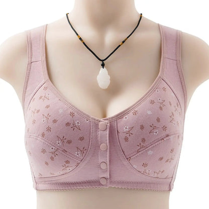 Women's Front Closure Bra Summer Printed Floral Underwear Comfortable Wire-Free Bralette Support U Back Soft Lingerie Apparel by All Mart Bristol Ltd
