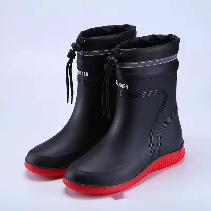Cotton-padded Warm-keeping Fixed Velvet Rain Boots For Men And Women by Dropshipman