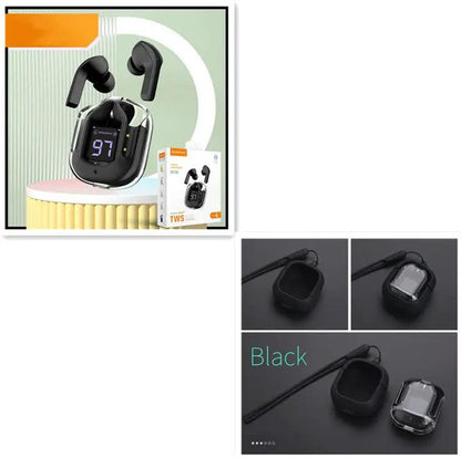 New Mini Transparent Wireless Bluetooth Headset Digital Display ENC Noise Reduction True Wireless Sports Music by Dropshipman